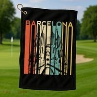 Barcelona Espana Spain Catalonia Spanish Espanol Retro Eu Meaningful Gift Golf Towel thumb 1