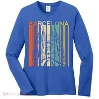 Barcelona Espana Spain Catalonia Spanish Espanol Retro Eu Meaningful Gift Women's Long Sleeve Shirt thumb 0