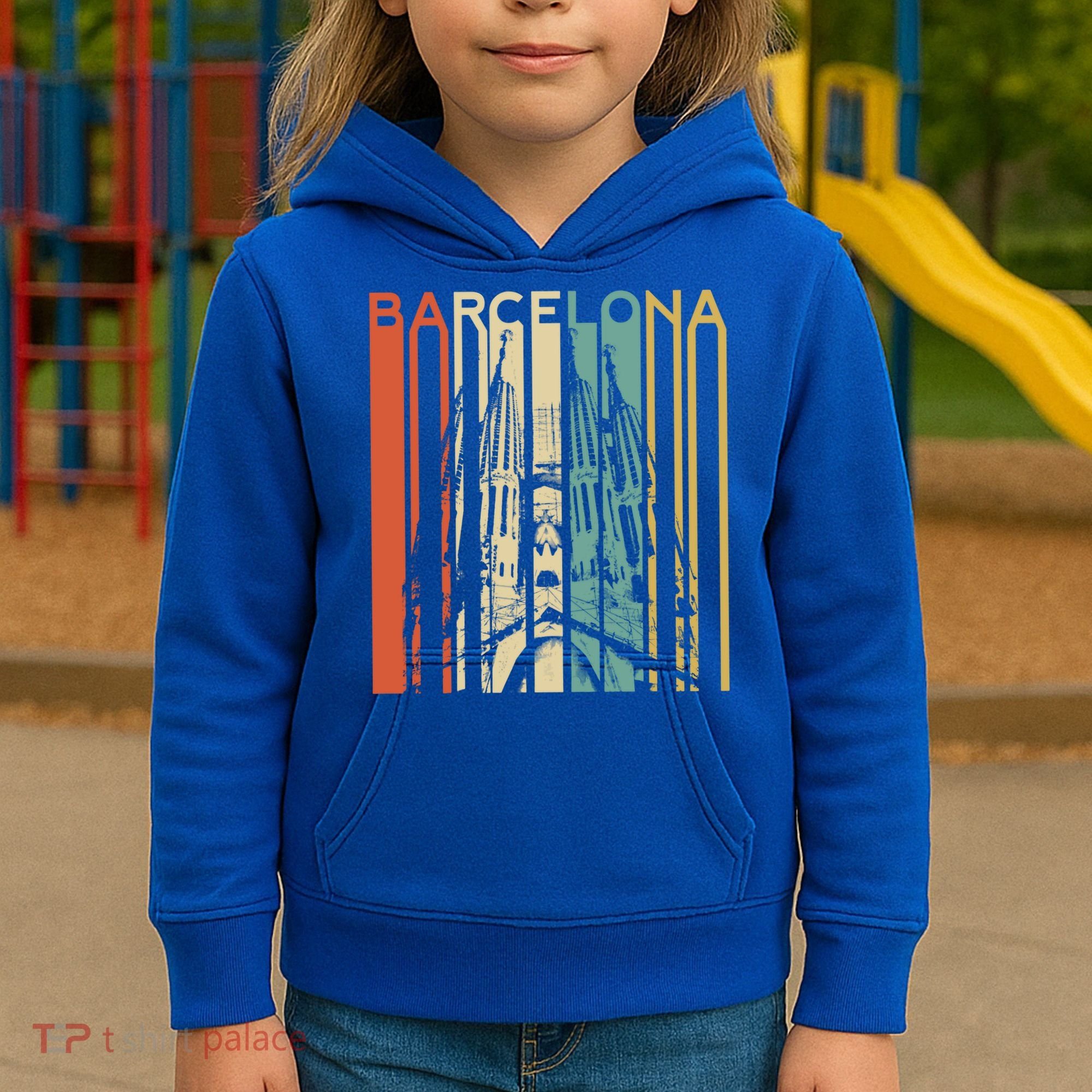 Barcelona Espana Spain Catalonia Spanish Espanol Retro Eu Meaningful Gift Kids Hoodie