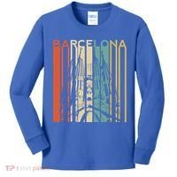 Barcelona Espana Spain Catalonia Spanish Espanol Retro Eu Meaningful Gift Kids Long Sleeve Shirt thumb 0