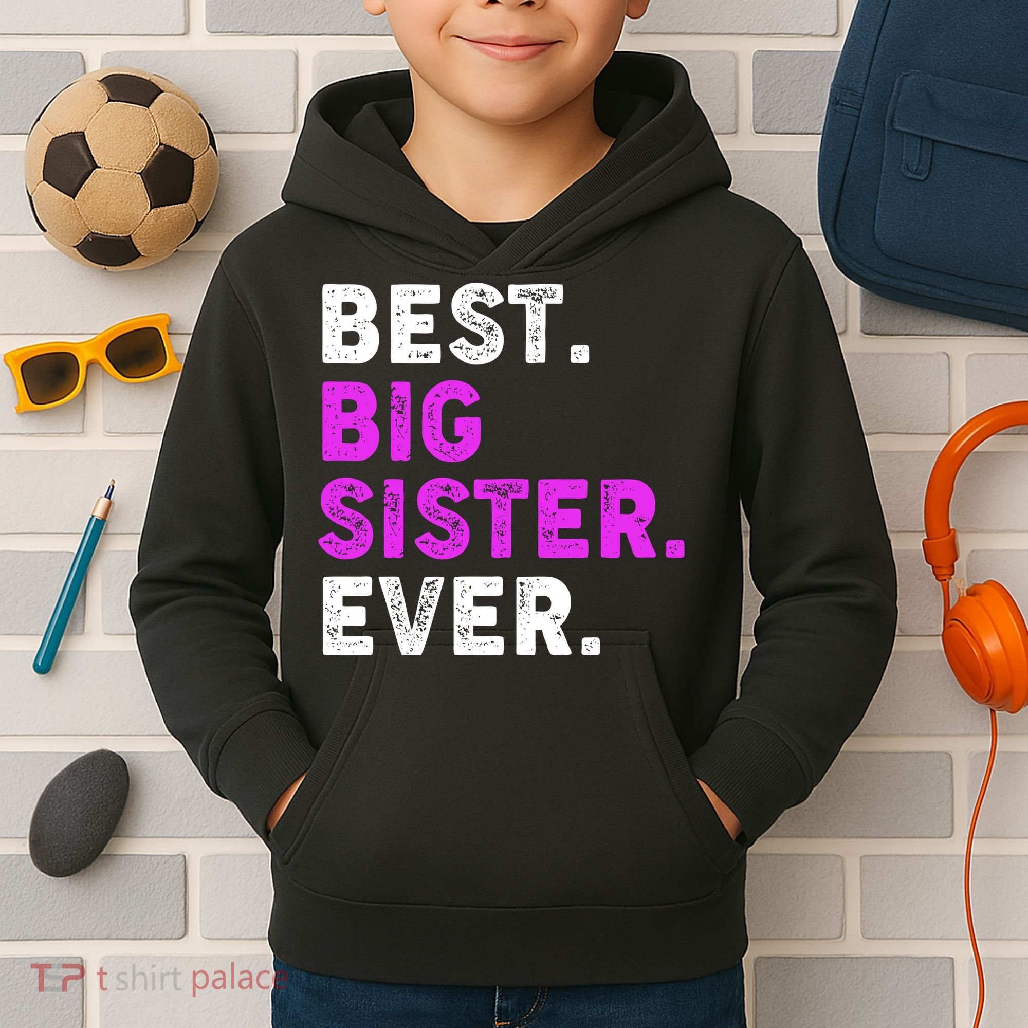 Best Big Sister Ever Older Sibling Kids Hoodie