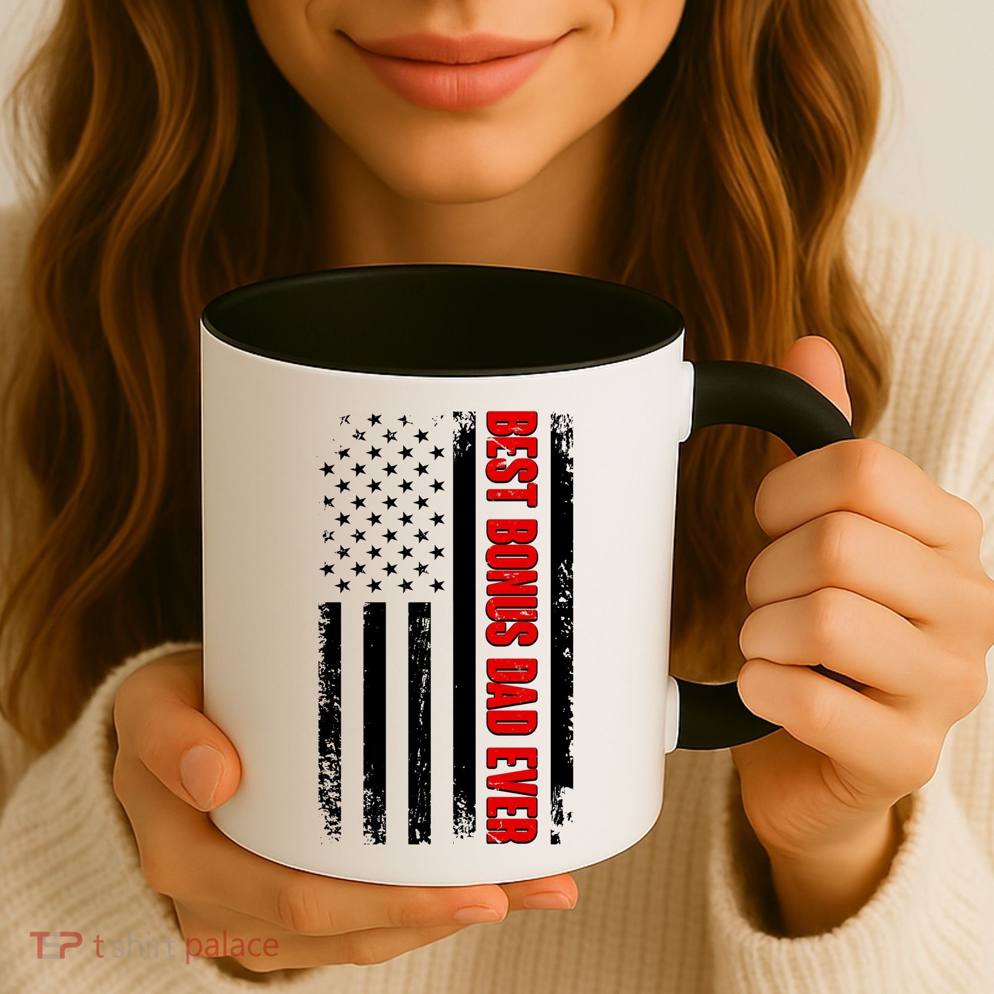 Best Bonus Dad Ever Distressed US Flag Coffee Mug