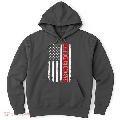 Best Bonus Dad Ever Distressed US Flag Hoodie