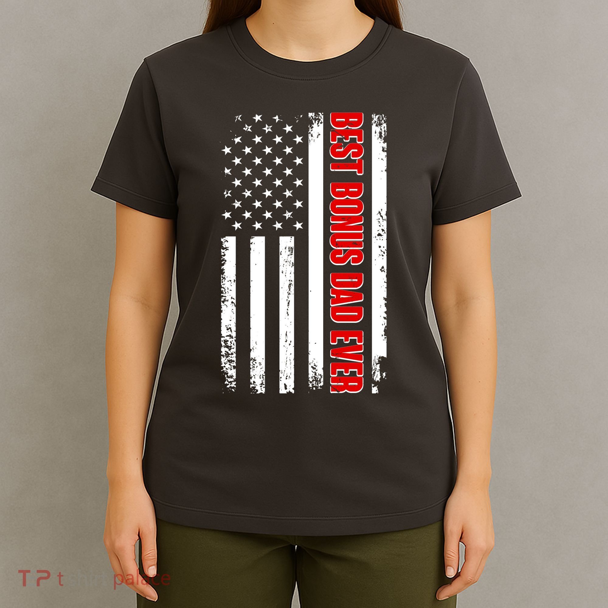 Best Bonus Dad Ever Distressed US Flag T-Shirt