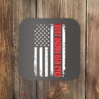 Best Bonus Dad Ever Distressed US Flag Coaster thumb 0