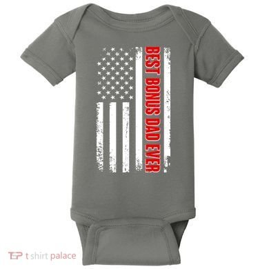 Best Bonus Dad Ever Distressed US Flag Baby Bodysuit