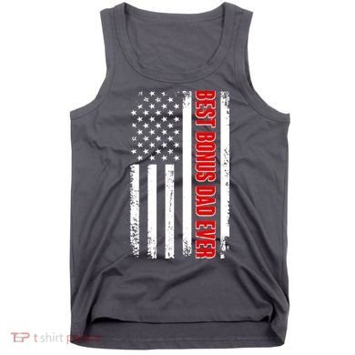 Best Bonus Dad Ever Distressed US Flag Tank Top