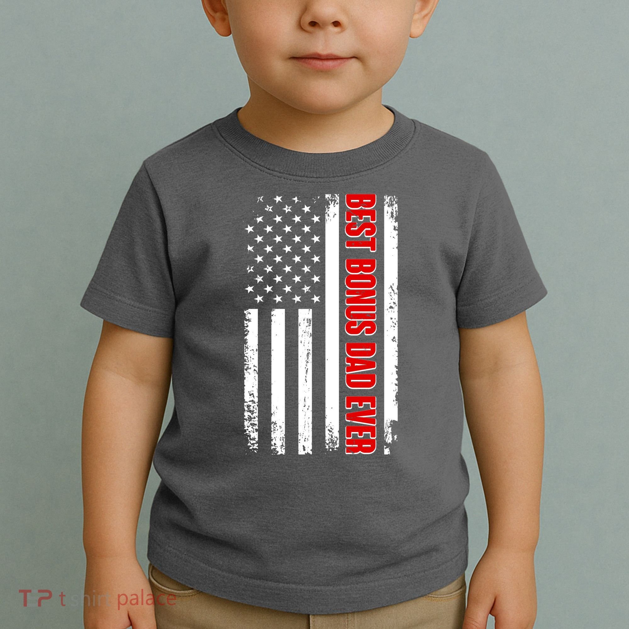 Best Bonus Dad Ever Distressed US Flag Toddler T-Shirt