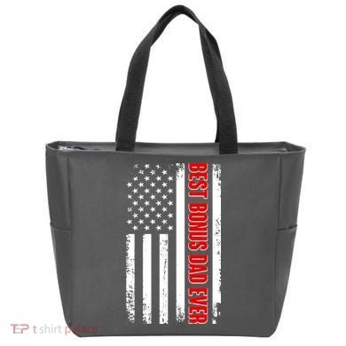 Best Bonus Dad Ever Distressed US Flag Tote Bag