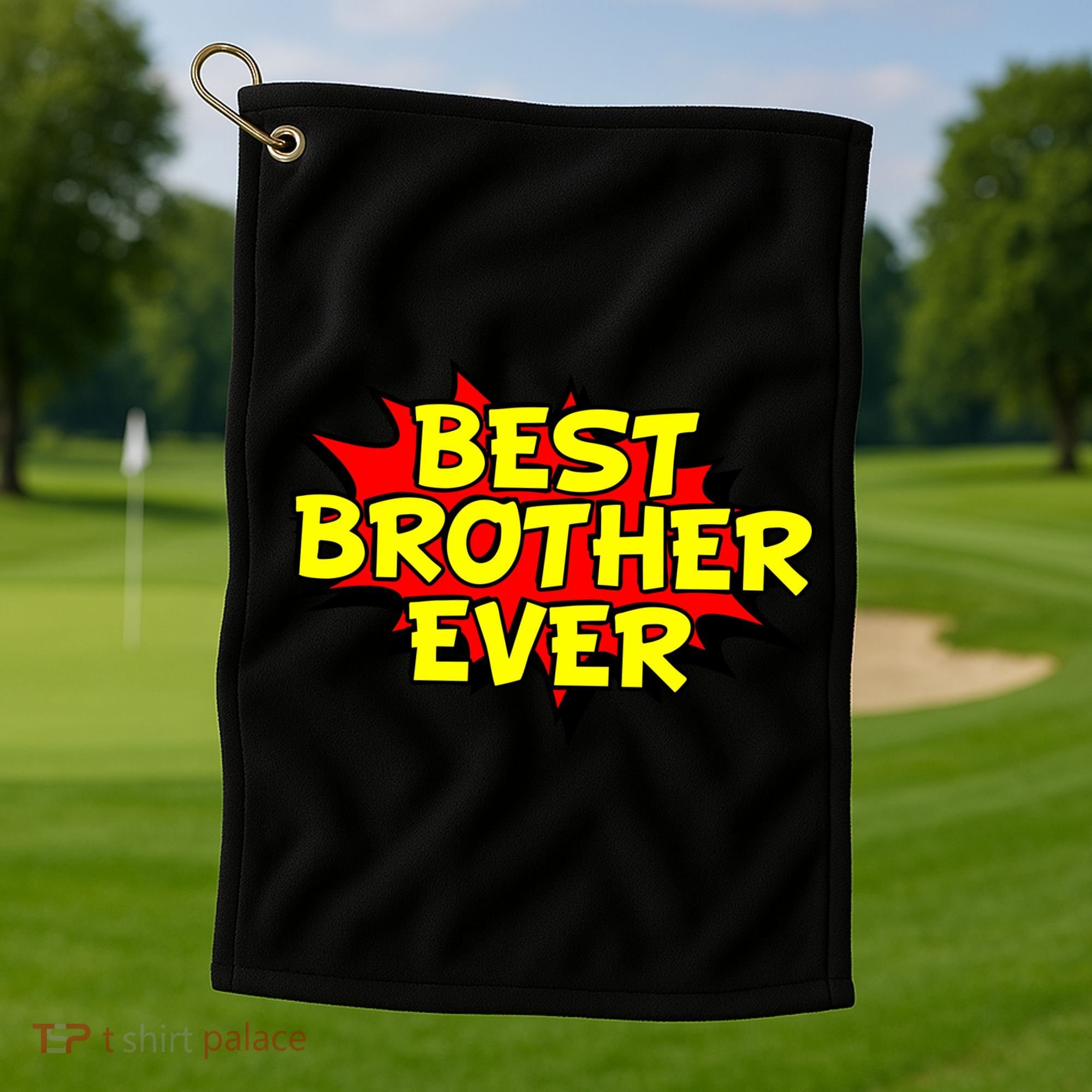 Best Brother Ever Cartoon Shout Golf Towel
