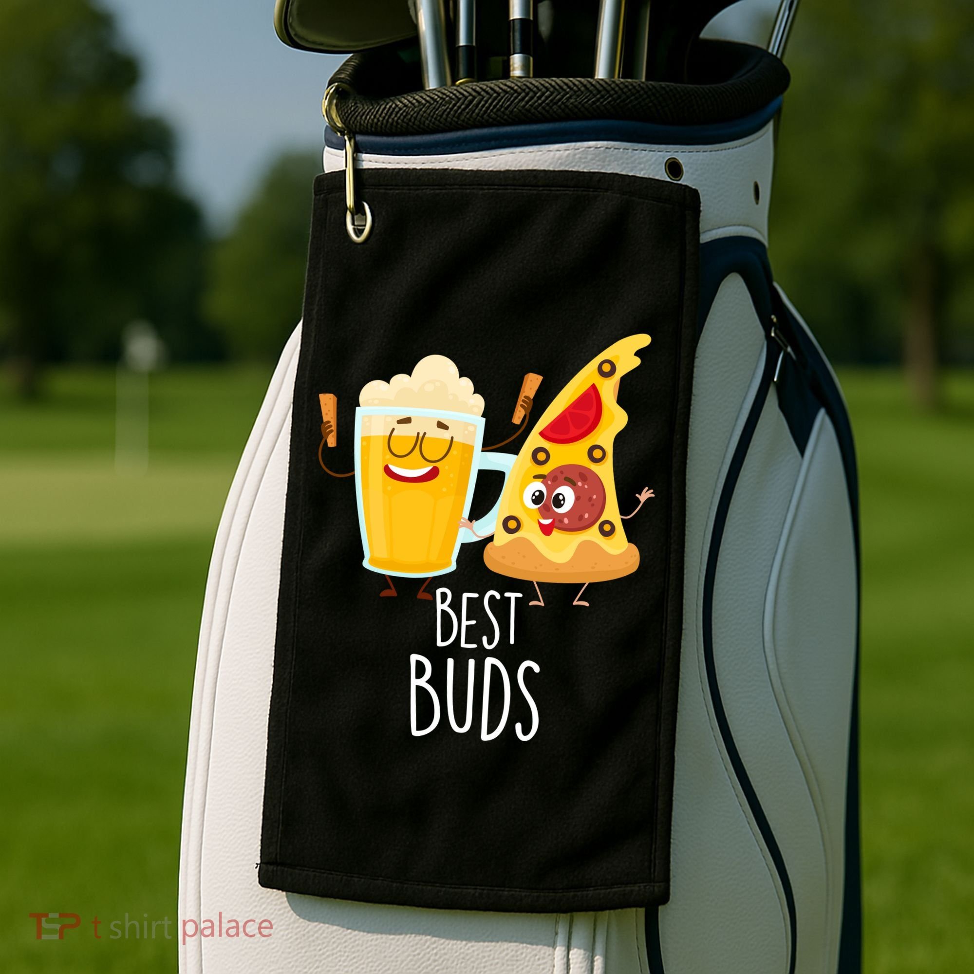 Best Buds Pizza And Beer Golf Towel
