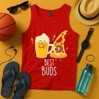 Best Buds Pizza And Beer Tank Top thumb 4