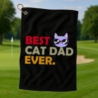 Best Cat Dad Ever Funny Cat Lover Golf Towel thumb 1