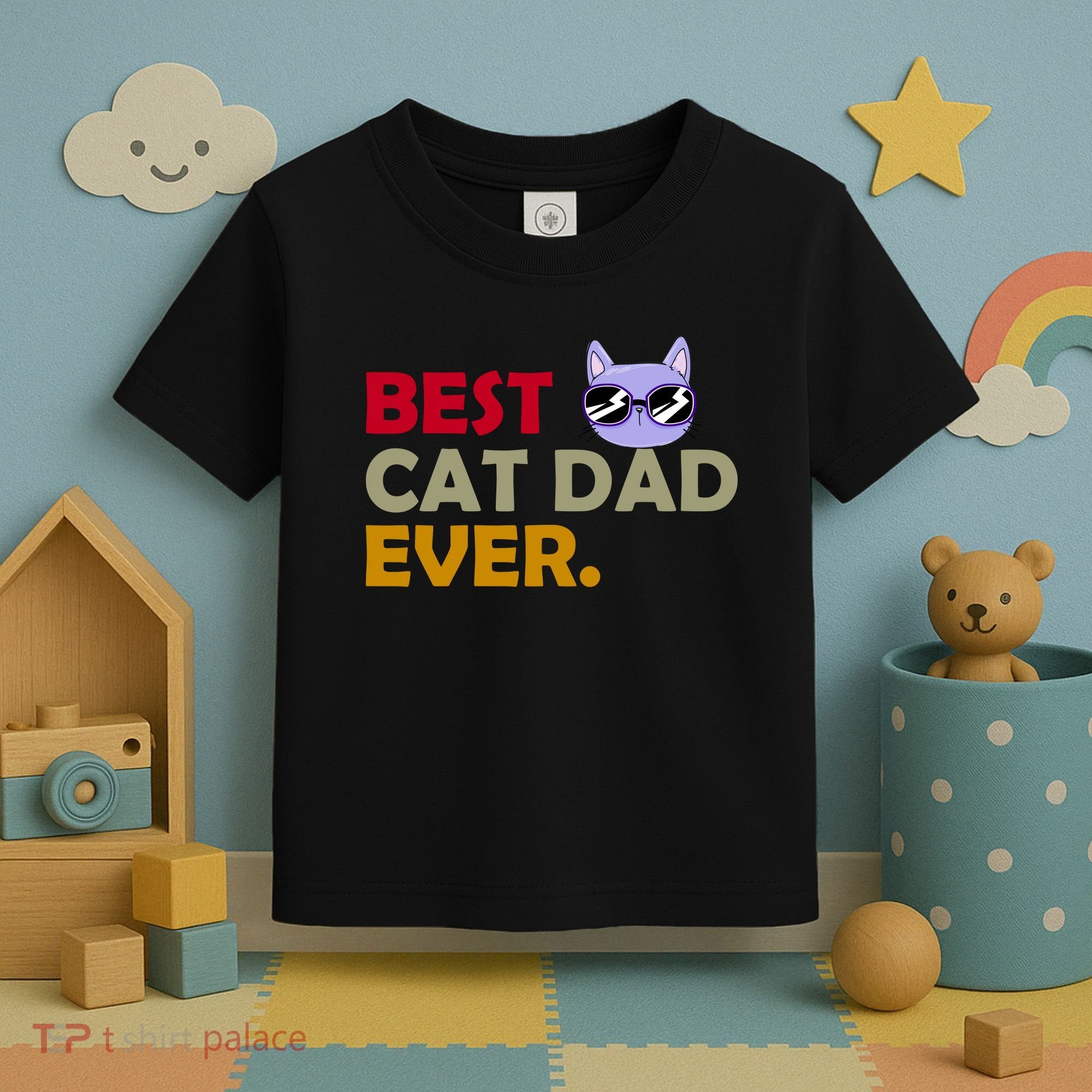 Best Cat Dad Ever Funny Cat Lover Toddler T-Shirt