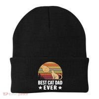 Best Cat Dad Ever Funny Cute Retro Beanie thumb 0