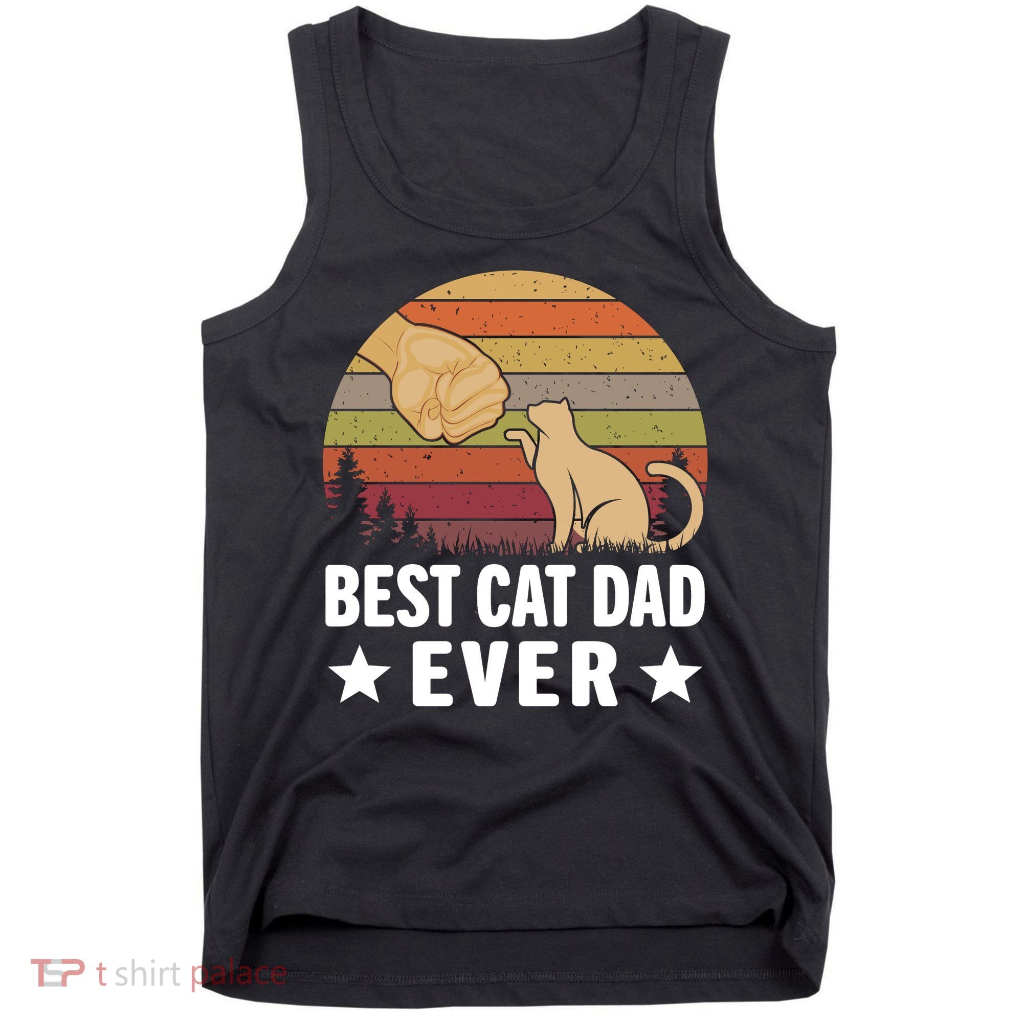 Best Cat Dad Ever Funny Cute Retro Tank Top