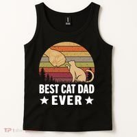 Best Cat Dad Ever Funny Cute Retro Tank Top thumb 2