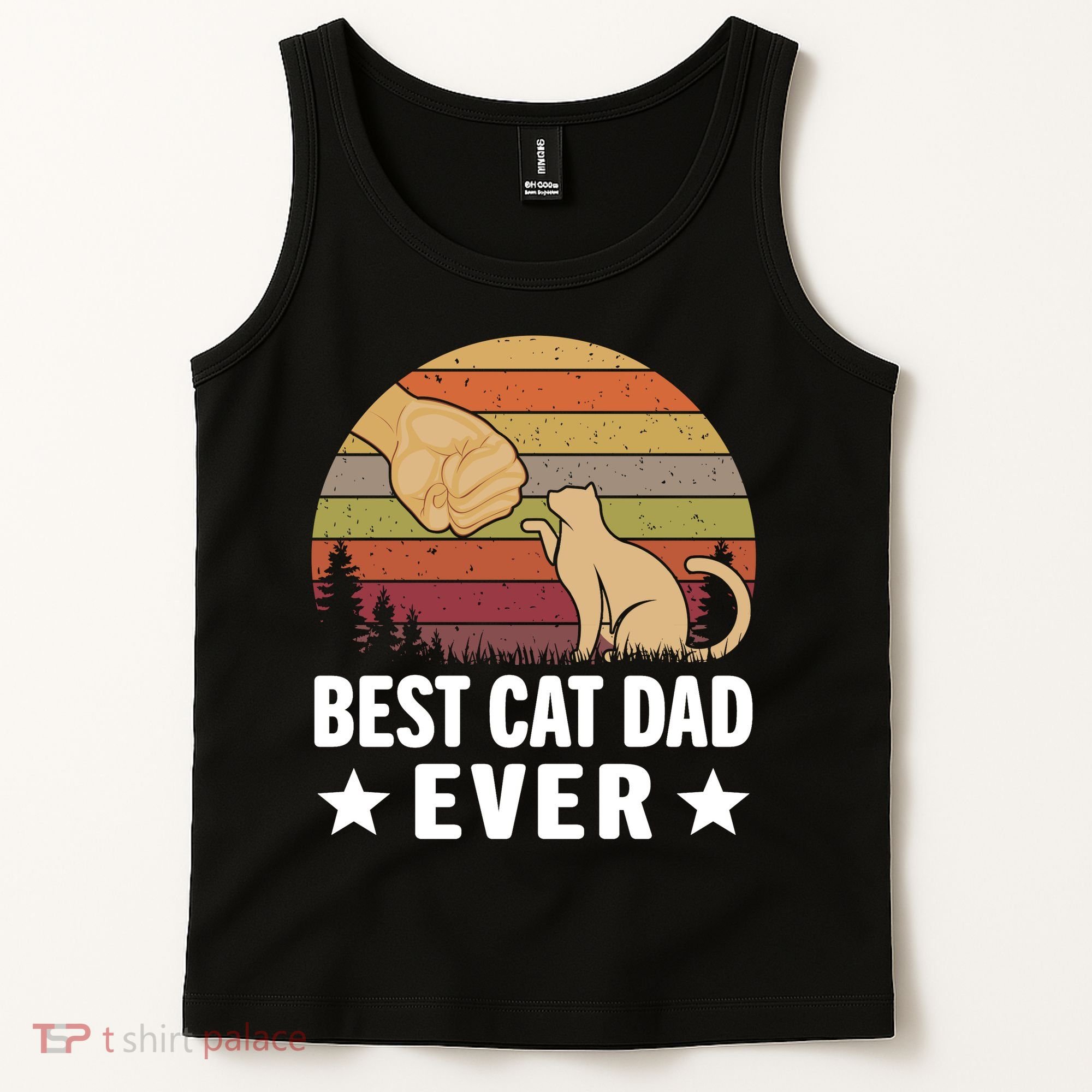 Best Cat Dad Ever Funny Cute Retro Tank Top