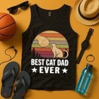Best Cat Dad Ever Funny Cute Retro Tank Top thumb 4
