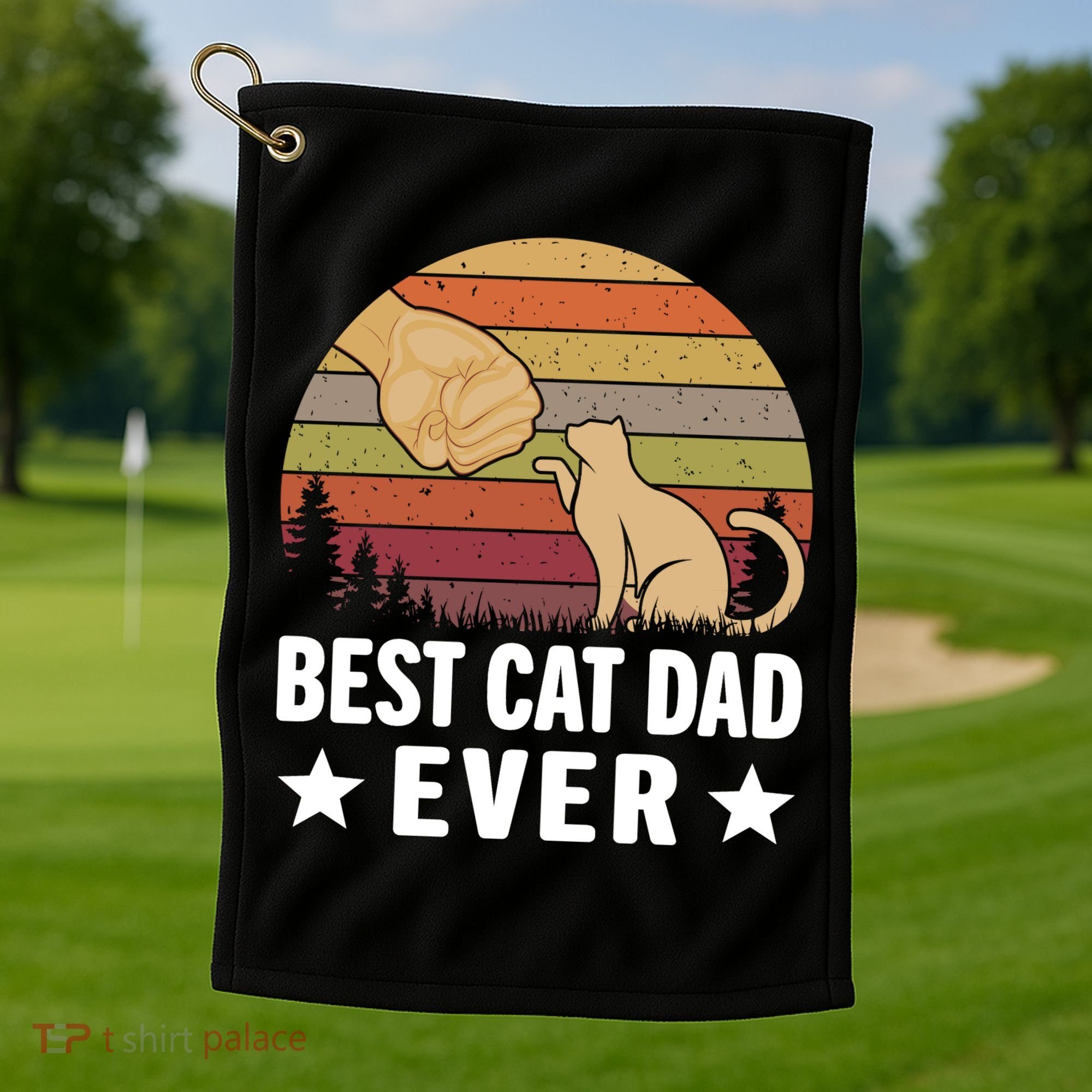 Best Cat Dad Ever Funny Cute Retro Golf Towel