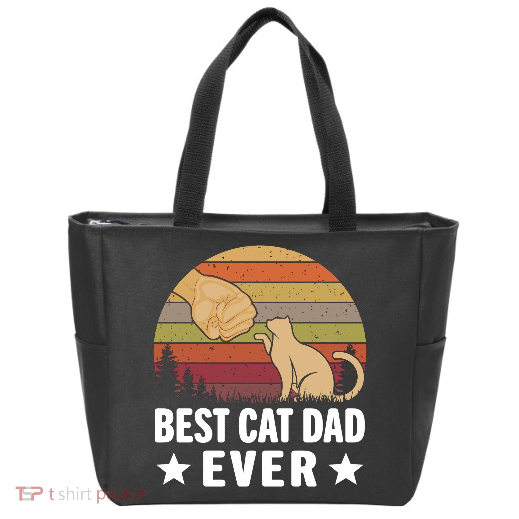 Best Cat Dad Ever Funny Cute Retro Tote Bag