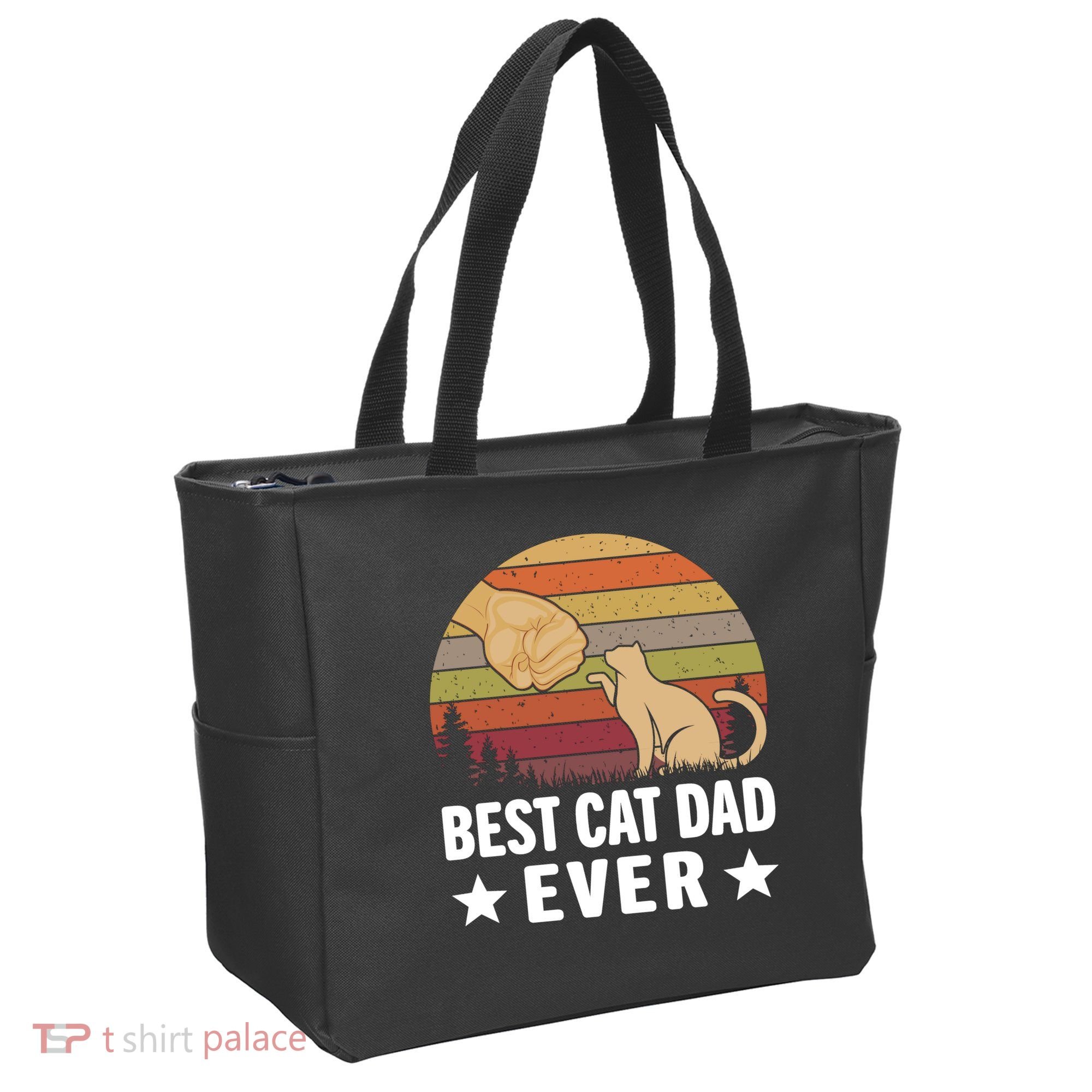 Best Cat Dad Ever Funny Cute Retro Tote Bag