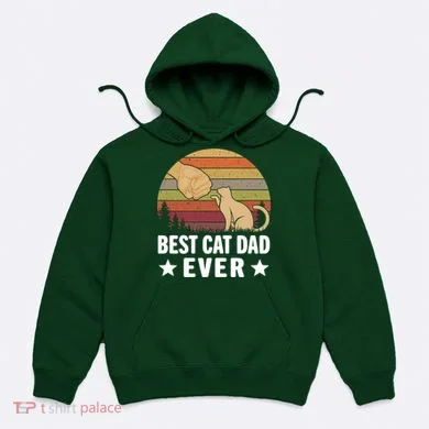 Best Cat Dad Ever Funny Cute Retro Hoodie