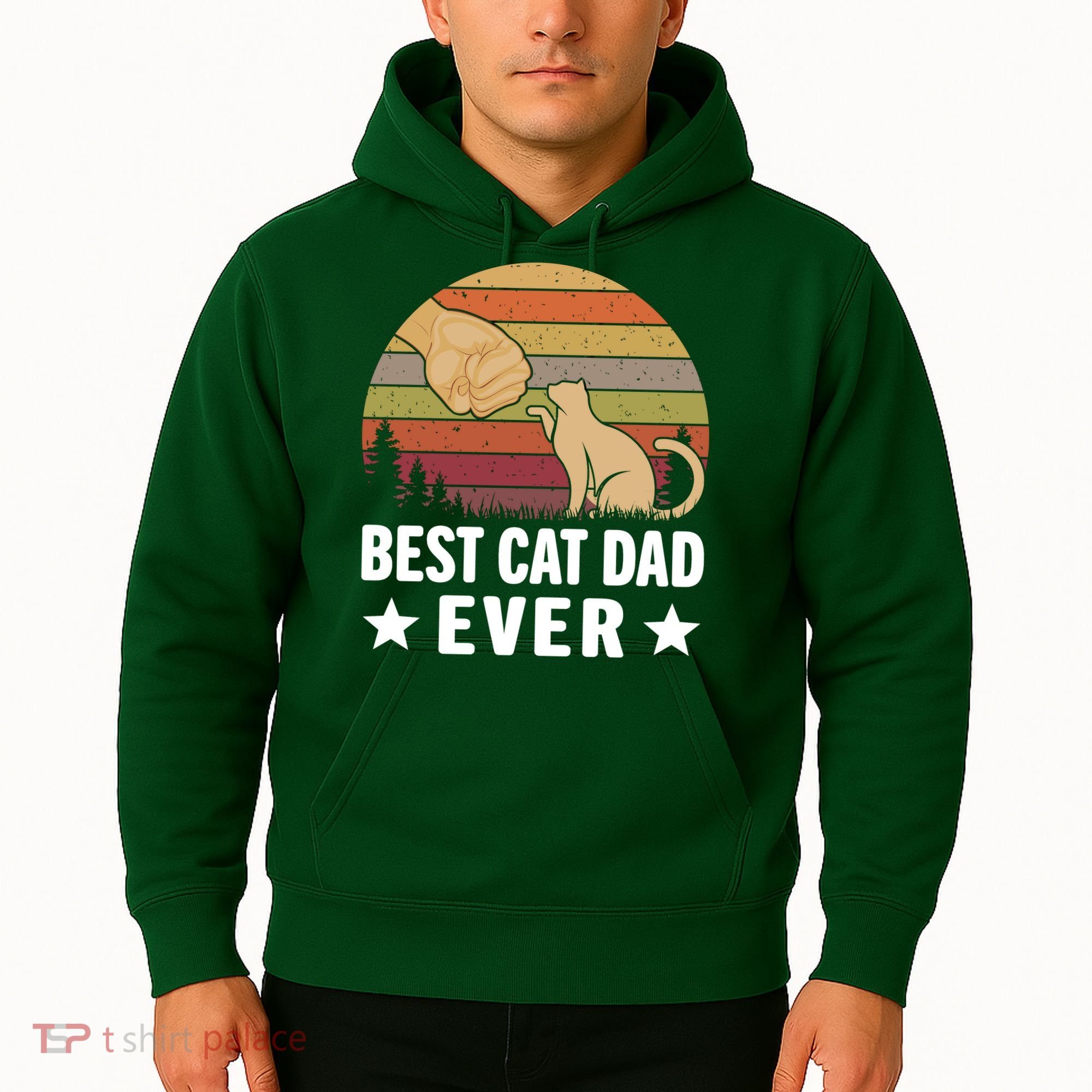 Best Cat Dad Ever Funny Cute Retro Hoodie