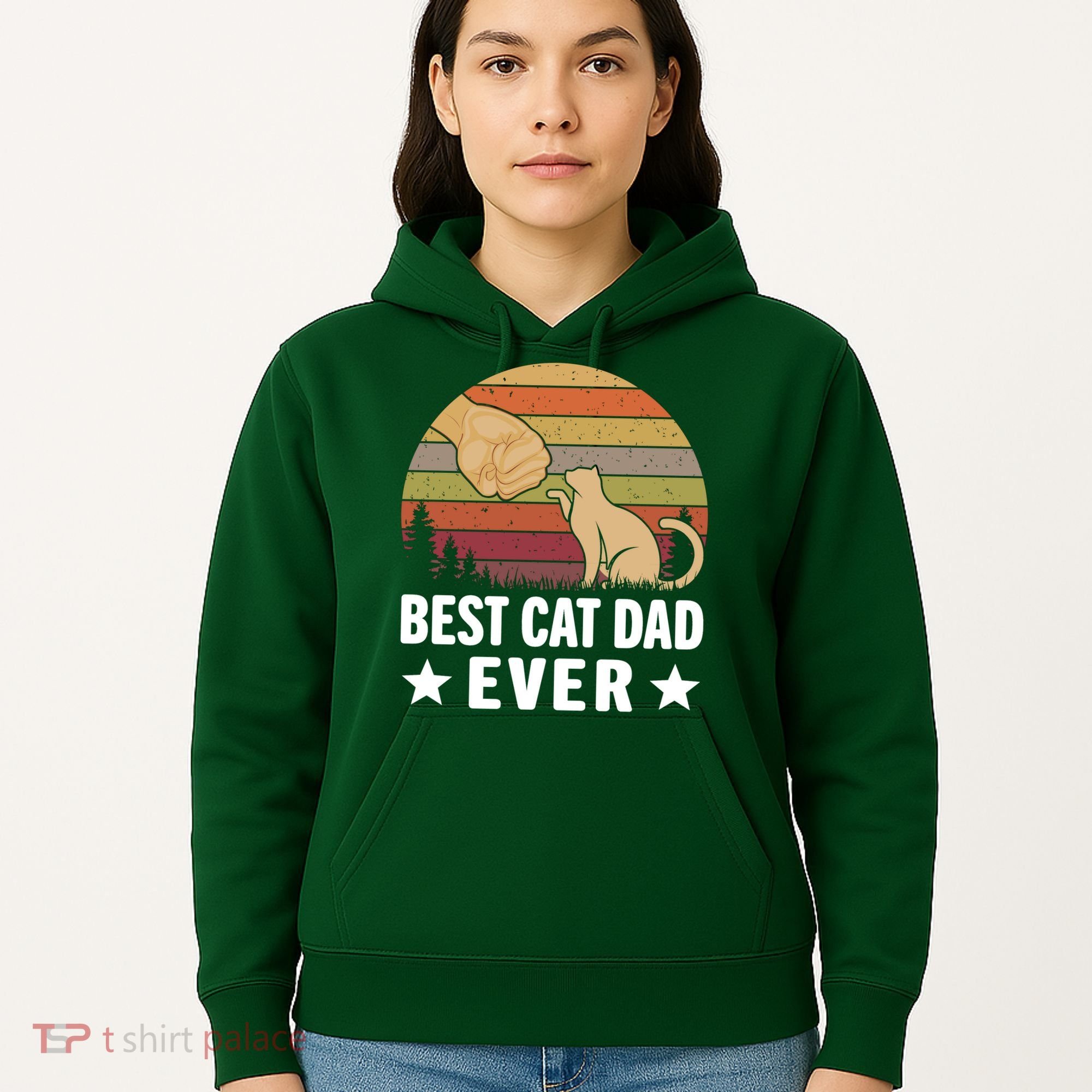 Best Cat Dad Ever Funny Cute Retro Hoodie