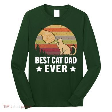 Best Cat Dad Ever Funny Cute Retro Long Sleeve Shirt