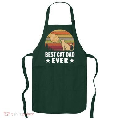 Best Cat Dad Ever Funny Cute Retro Apron