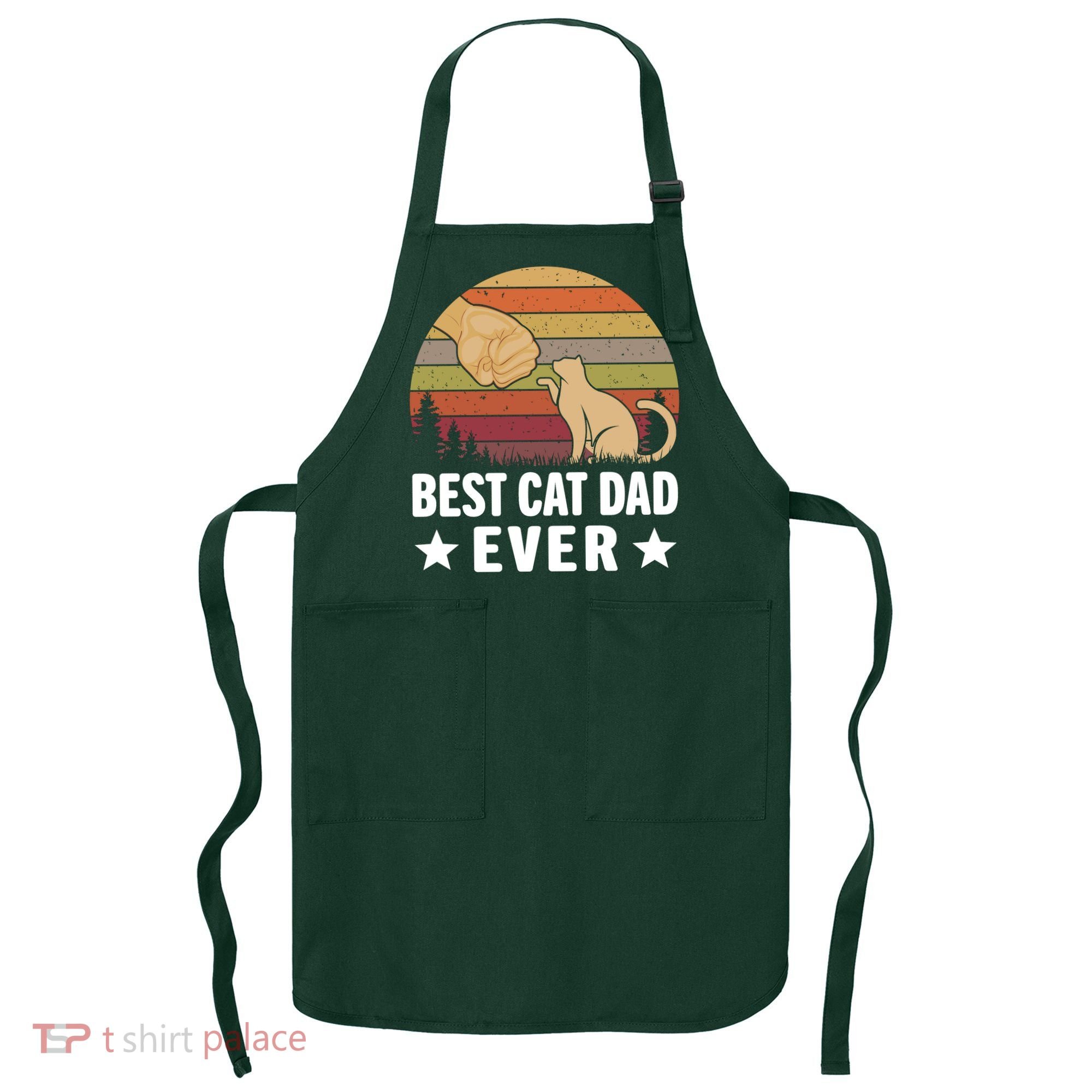 Best Cat Dad Ever Funny Cute Retro Apron