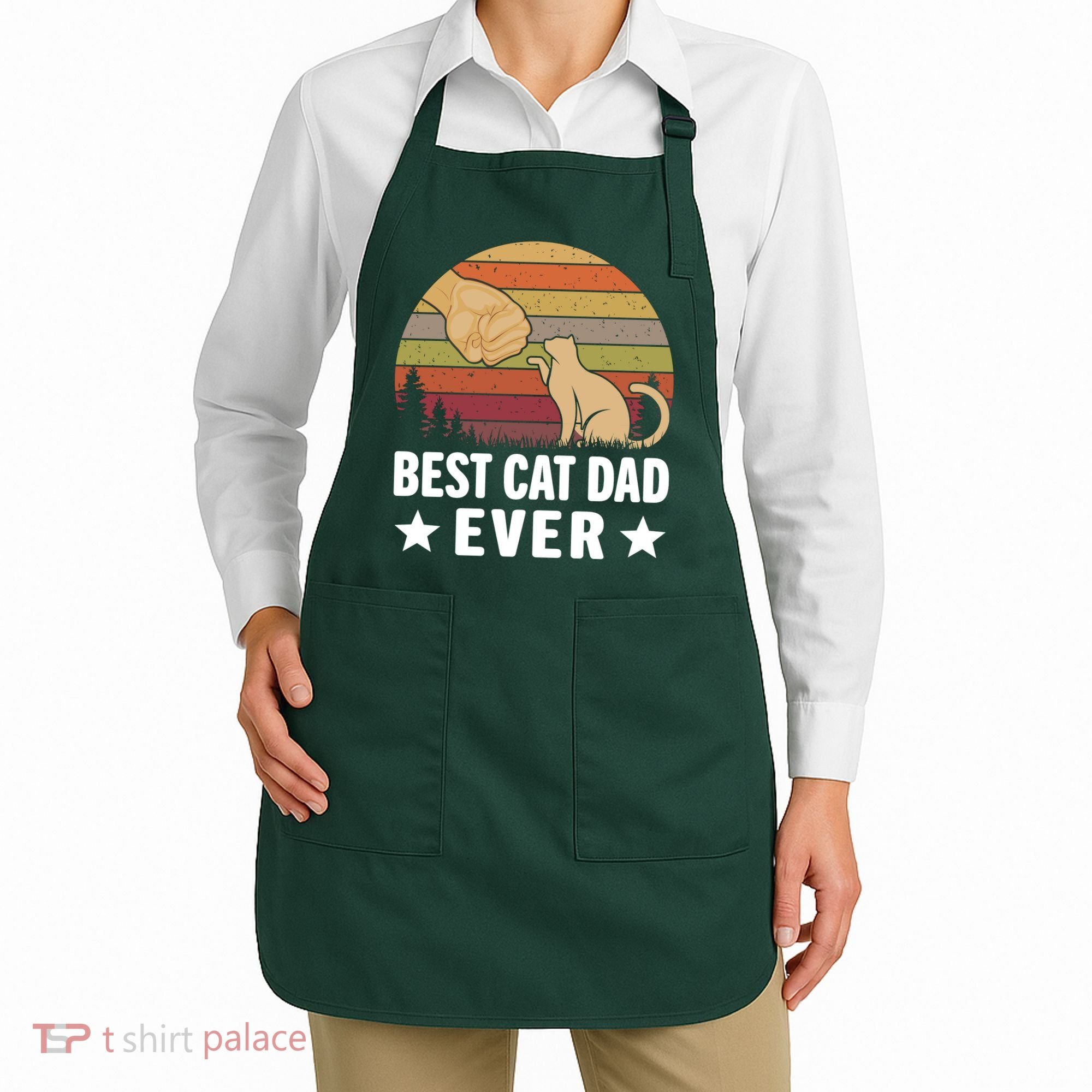 Best Cat Dad Ever Funny Cute Retro Apron