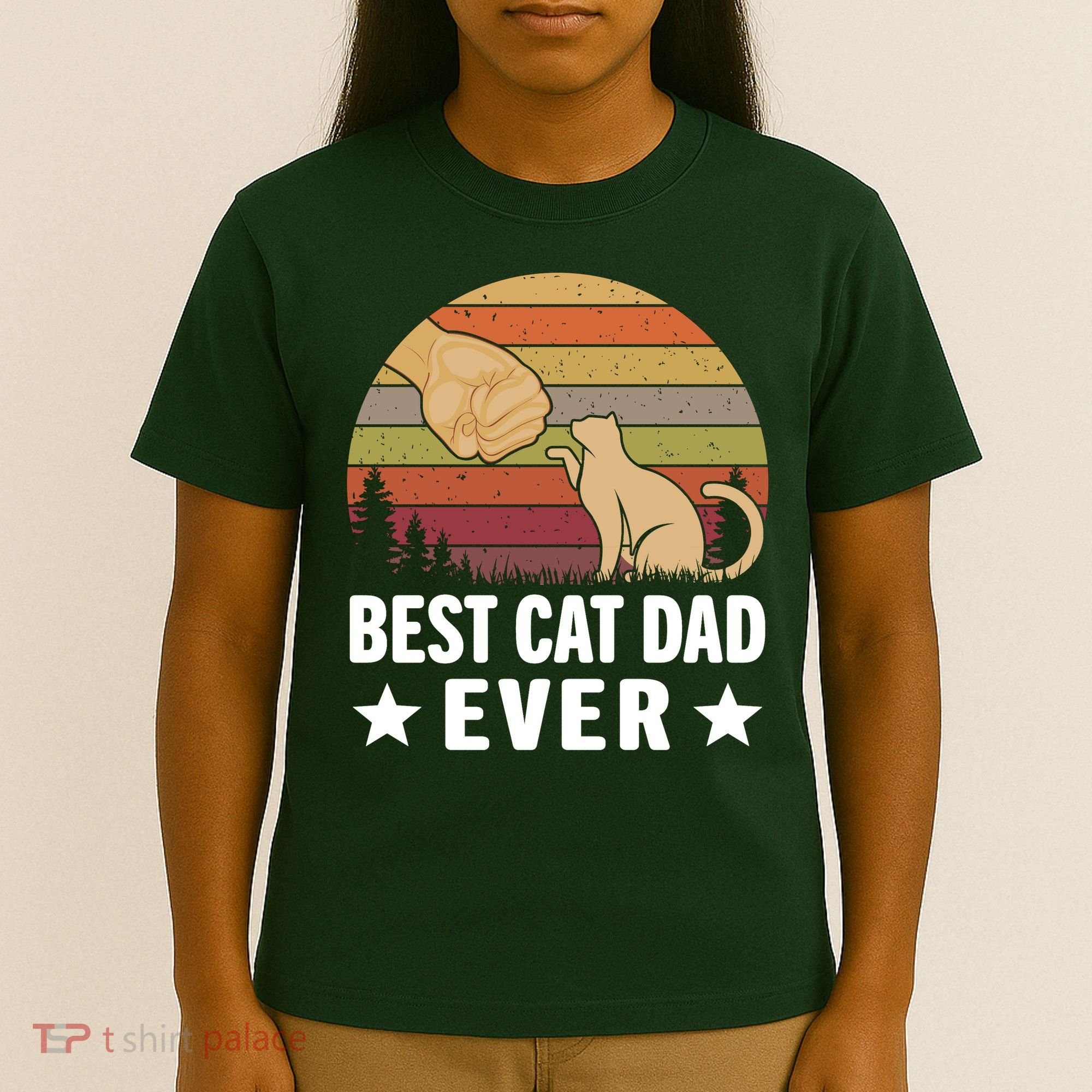 Best Cat Dad Ever Funny Cute Retro T-Shirt
