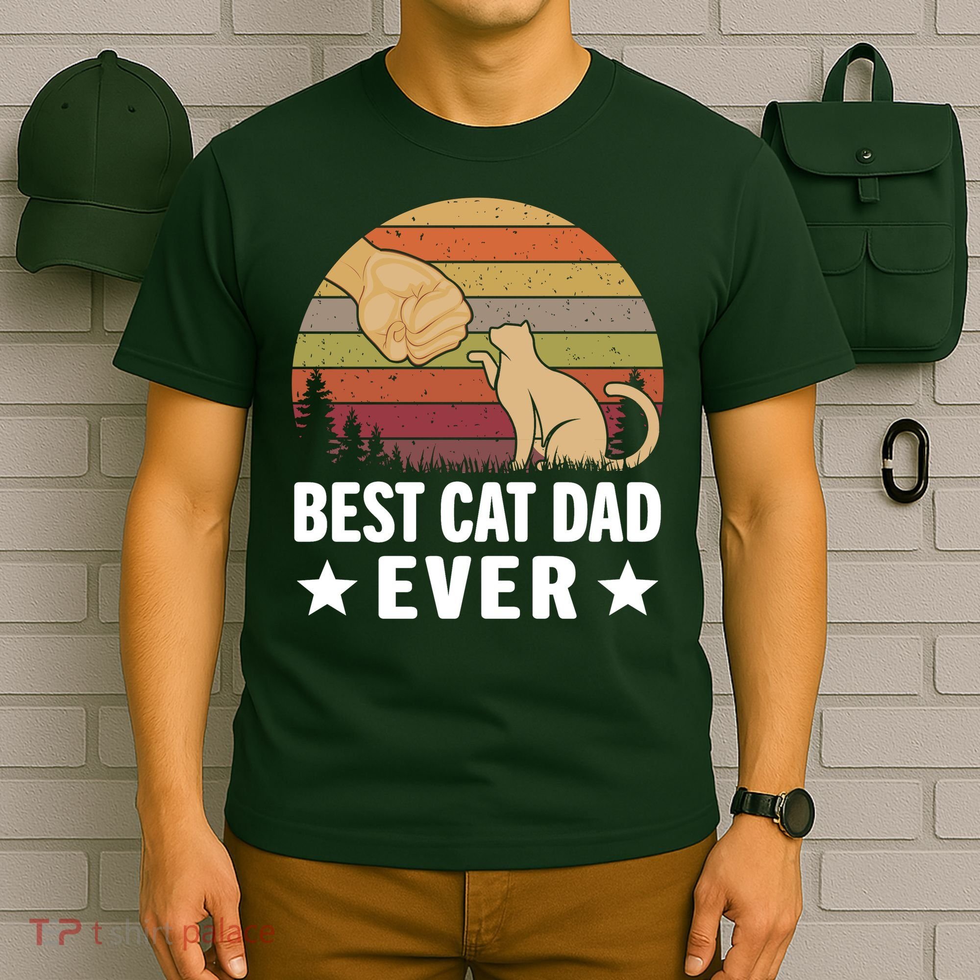 Best Cat Dad Ever Funny Cute Retro T-Shirt