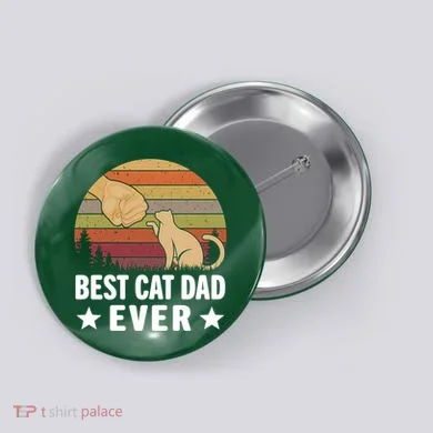 Best Cat Dad Ever Funny Cute Retro Button