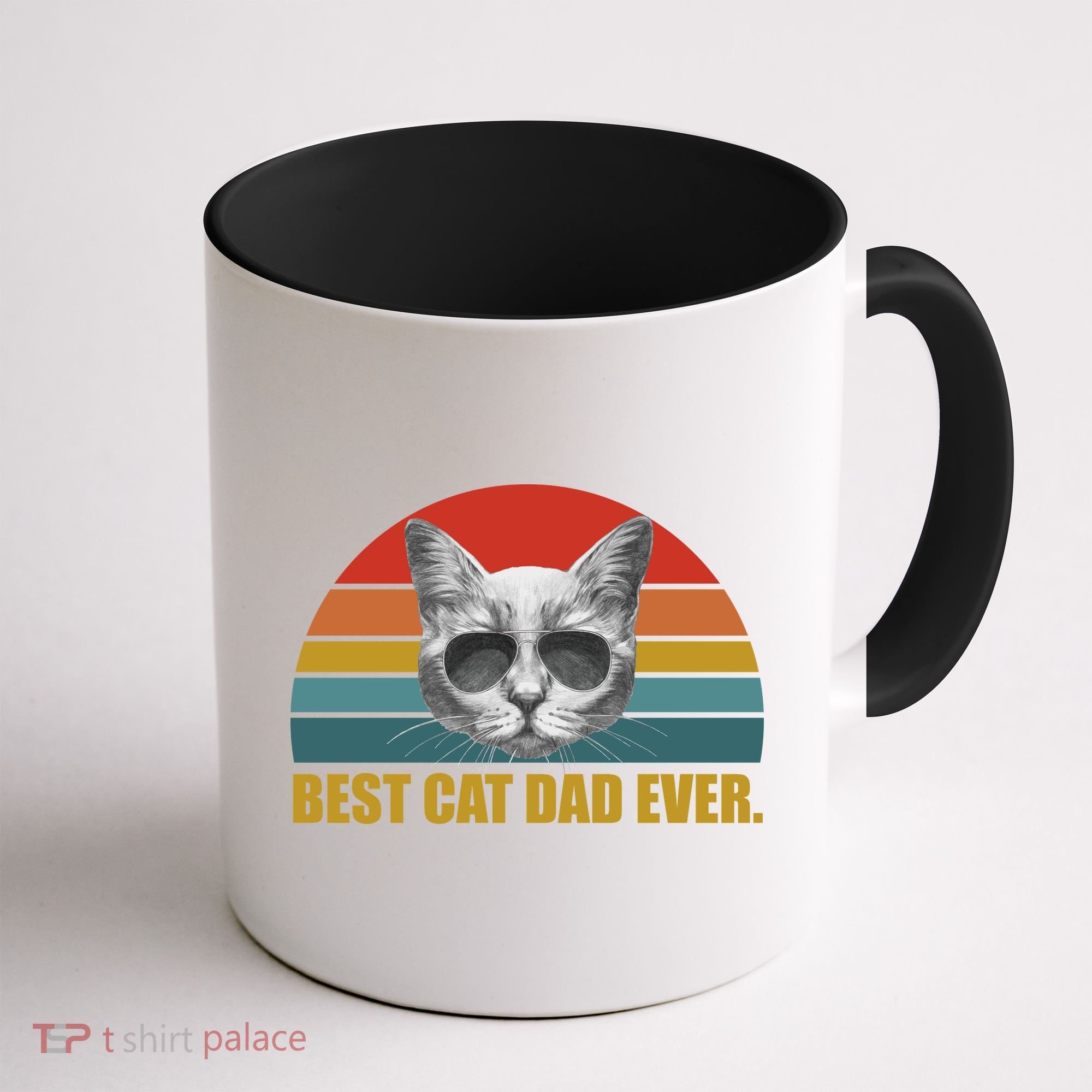 Best Cat Dad Ever Retro Sunset Coffee Mug