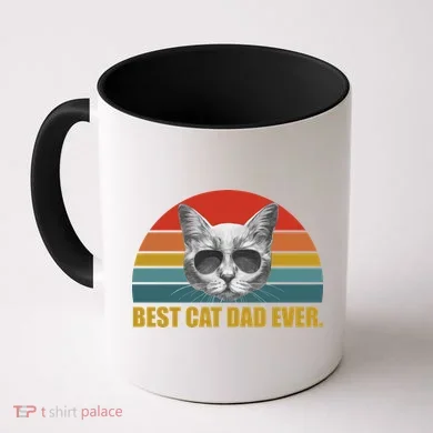 Best Cat Dad Ever Retro Sunset Coffee Mug