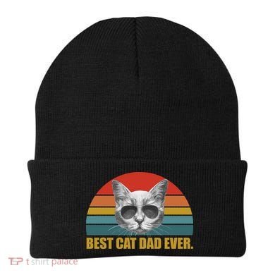Best Cat Dad Ever Retro Sunset Beanie