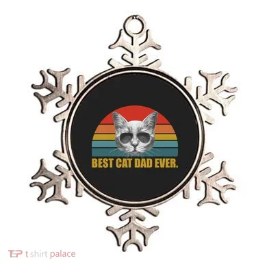 Best Cat Dad Ever Retro Sunset Ornament