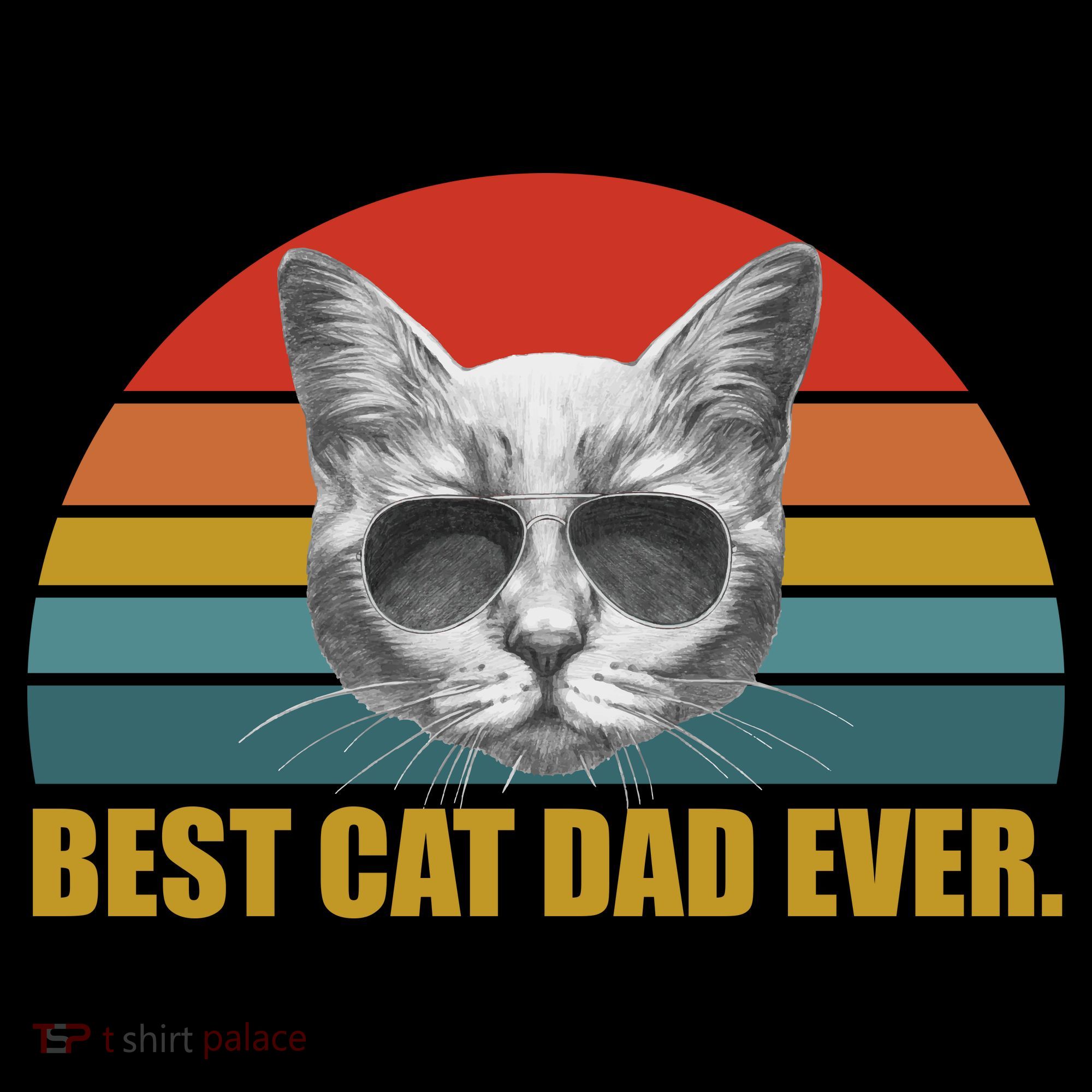 Best Cat Dad Ever Retro Sunset Ornament