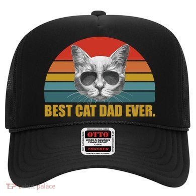 Best Cat Dad Ever Retro Sunset Hat