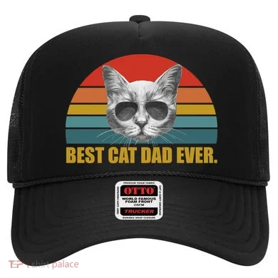 Best Cat Dad Ever Retro Sunset Hat