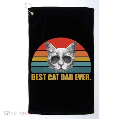 Best Cat Dad Ever Retro Sunset Golf Towel