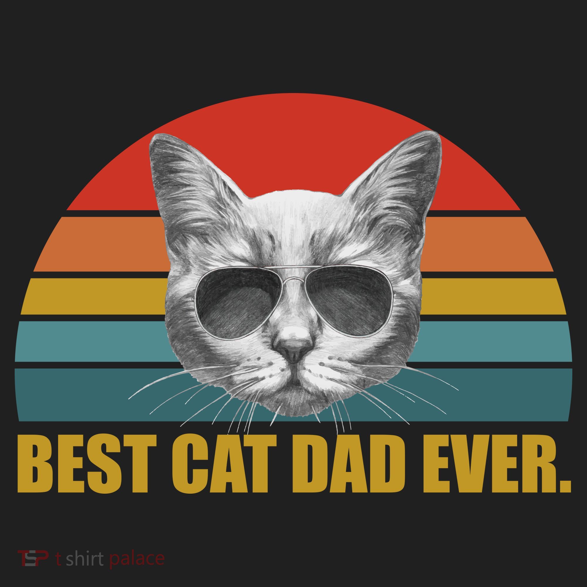 Best Cat Dad Ever Retro Sunset Golf Towel