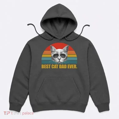 Best Cat Dad Ever Retro Sunset Hoodie