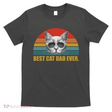 Best Cat Dad Ever Retro Sunset T-Shirt