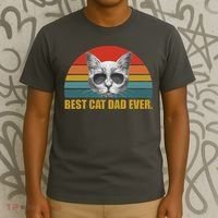Best Cat Dad Ever Retro Sunset T-Shirt thumb 3