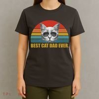 Best Cat Dad Ever Retro Sunset T-Shirt thumb 4
