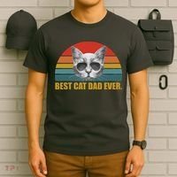 Best Cat Dad Ever Retro Sunset T-Shirt thumb 6